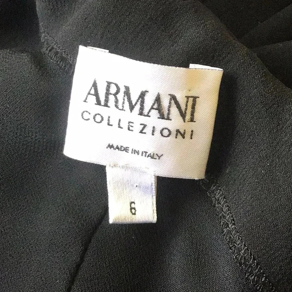 Armani Collezioni black silk one shoulder cocktail dress ruffle Size 6 - Picture 8 of 12